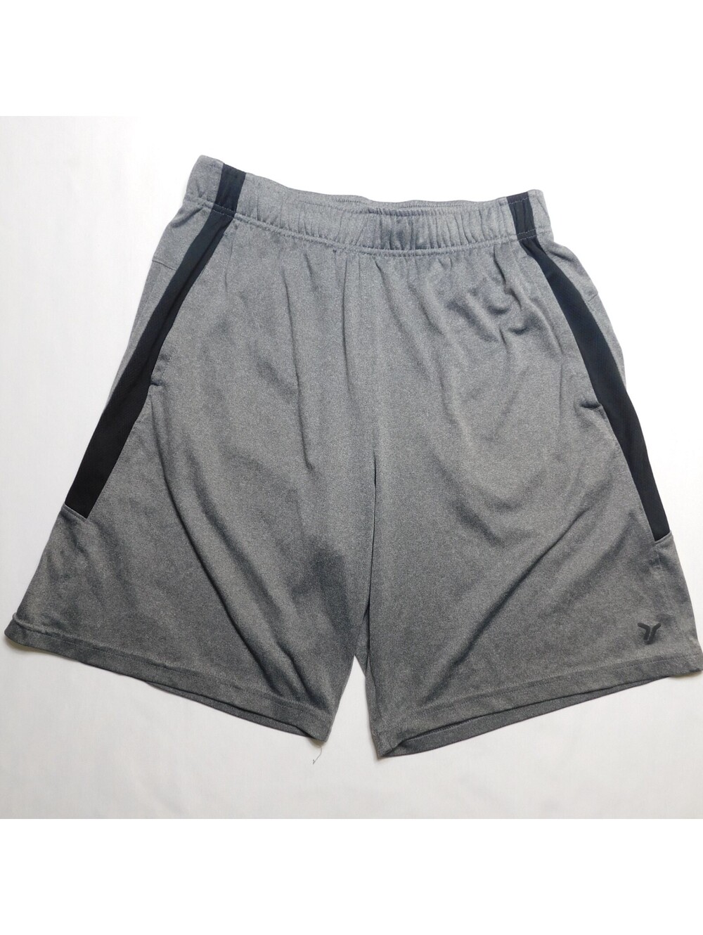 Old Navy Active Mens Small Gray Go-Dry Athletic Shorts Side Stripe Pockets Gym
